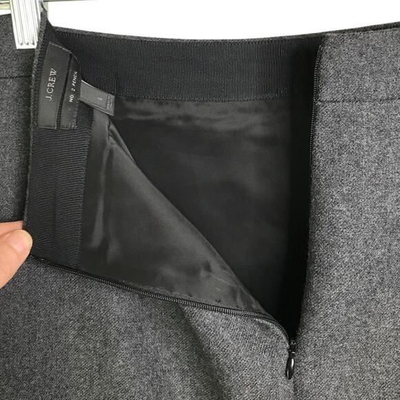 J.Crew No.2 Pencil Skirt Womens Sz 6 Charcoal Gray Wool Lined Back Zip Slit Hem - Picture 3 of 6